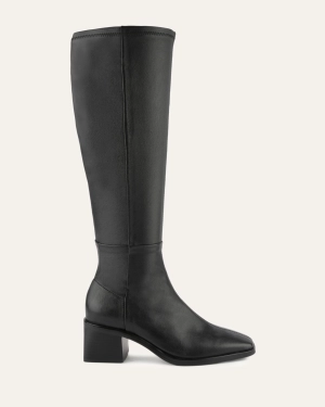 QUEENIE KNEE BOOTS BLACK LEATHER