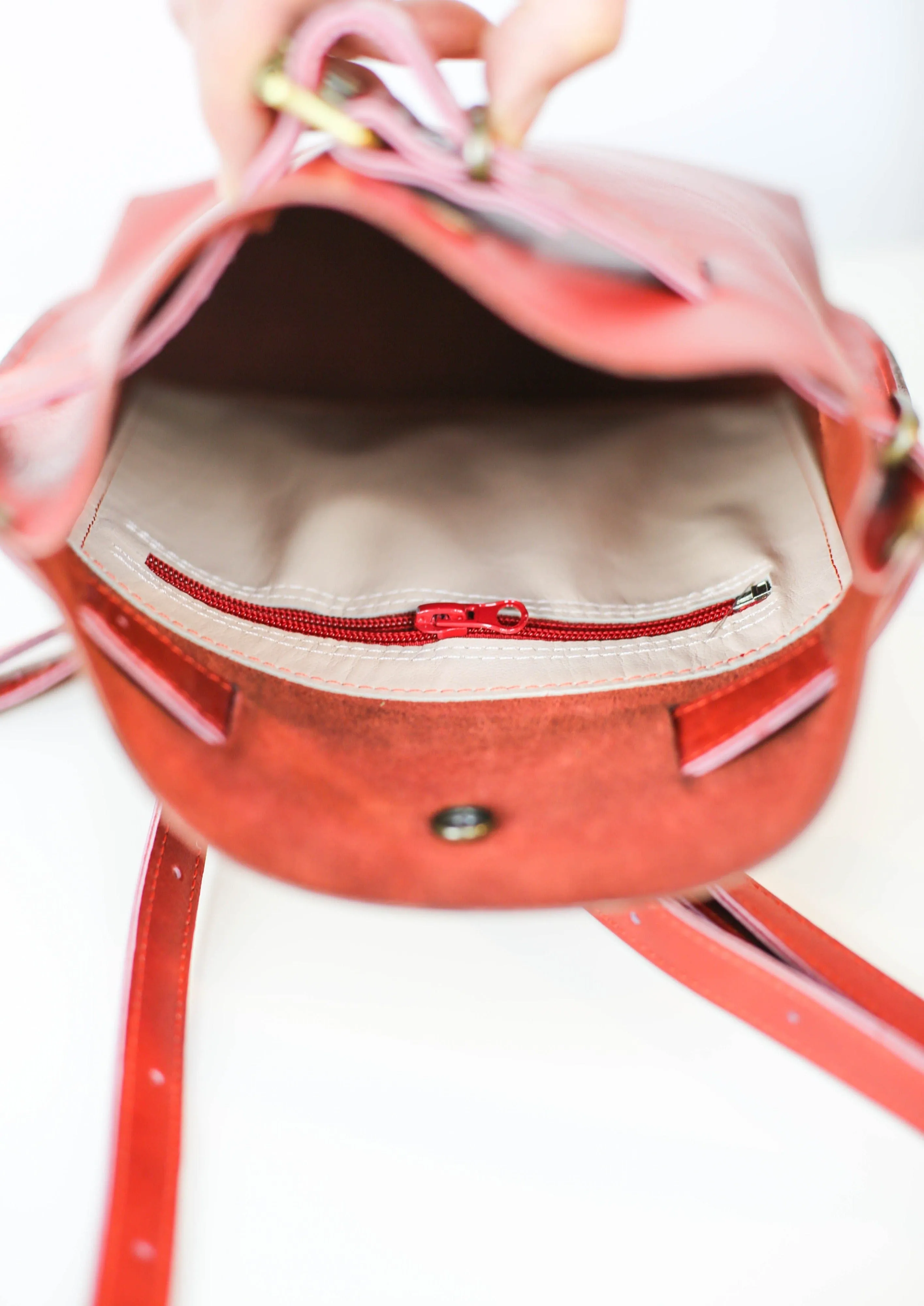 Red w/Blue Leather Bag