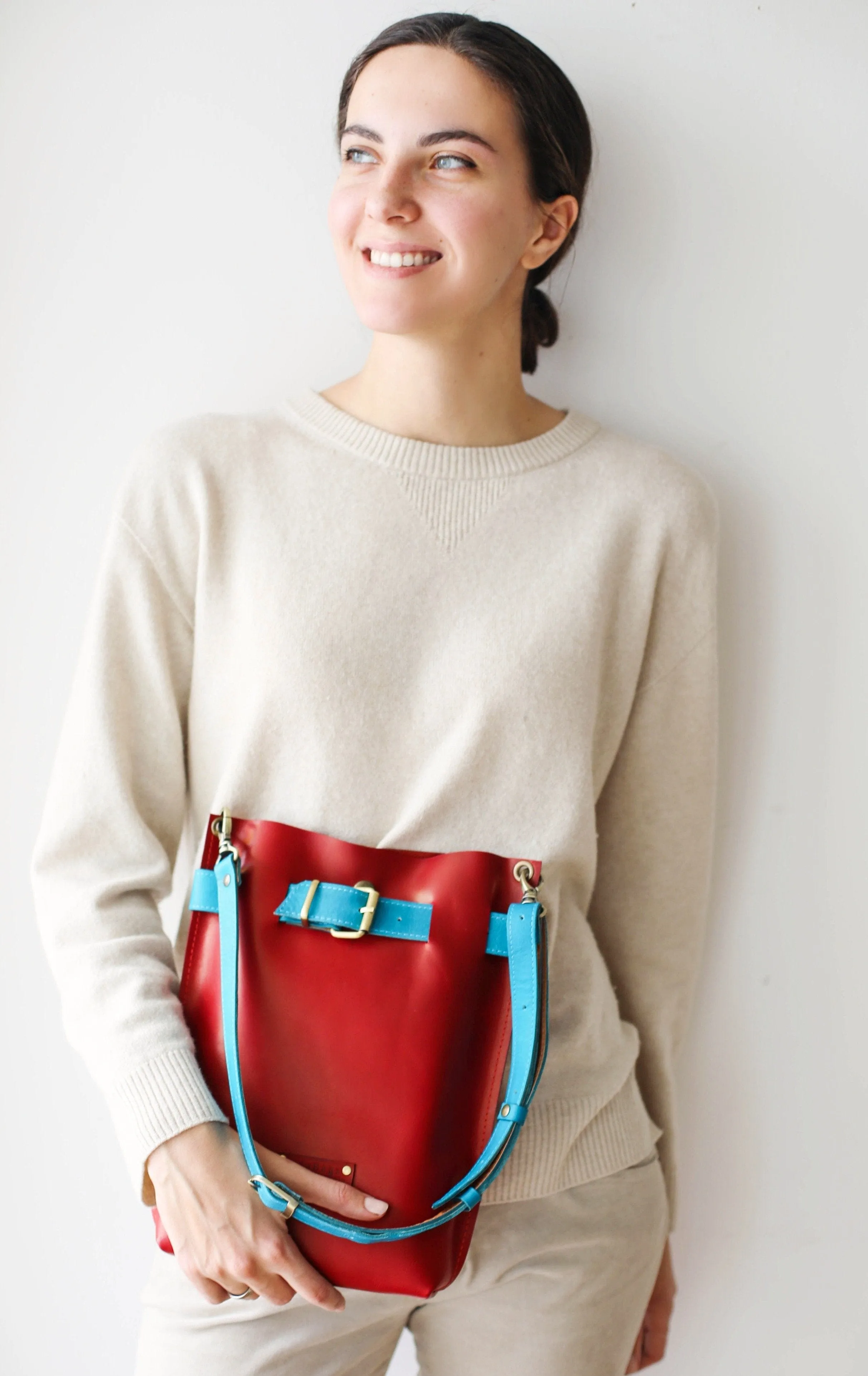 Red w/Blue Leather Bag