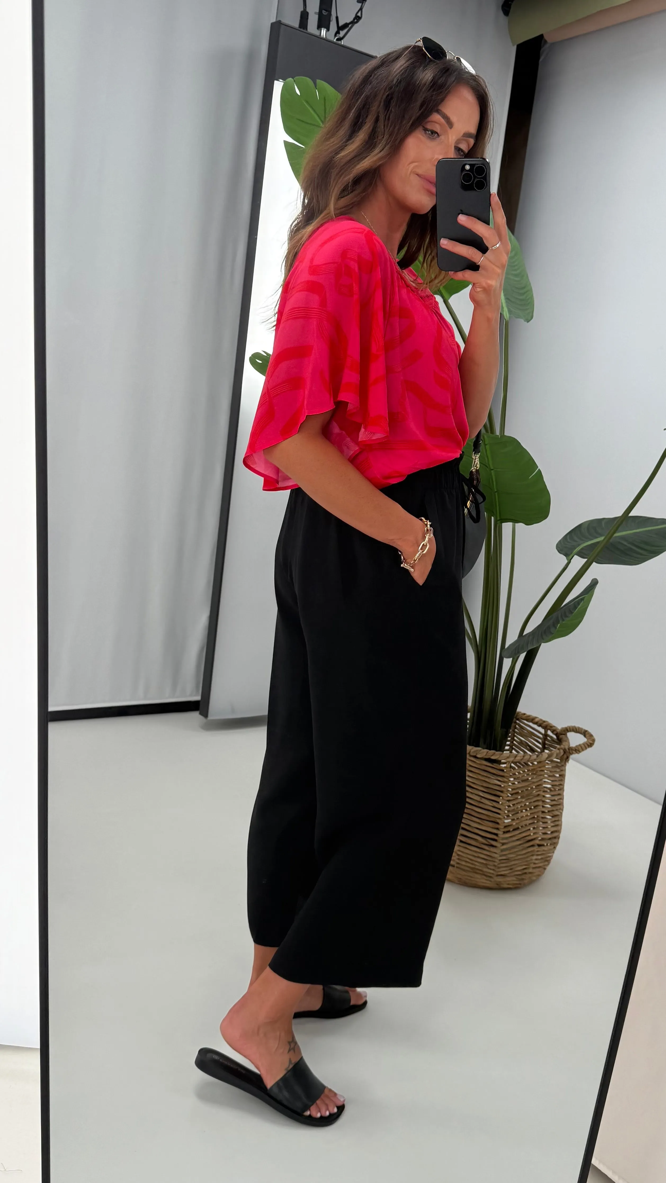 Shine On Label Kara Tie Front Culotte Black