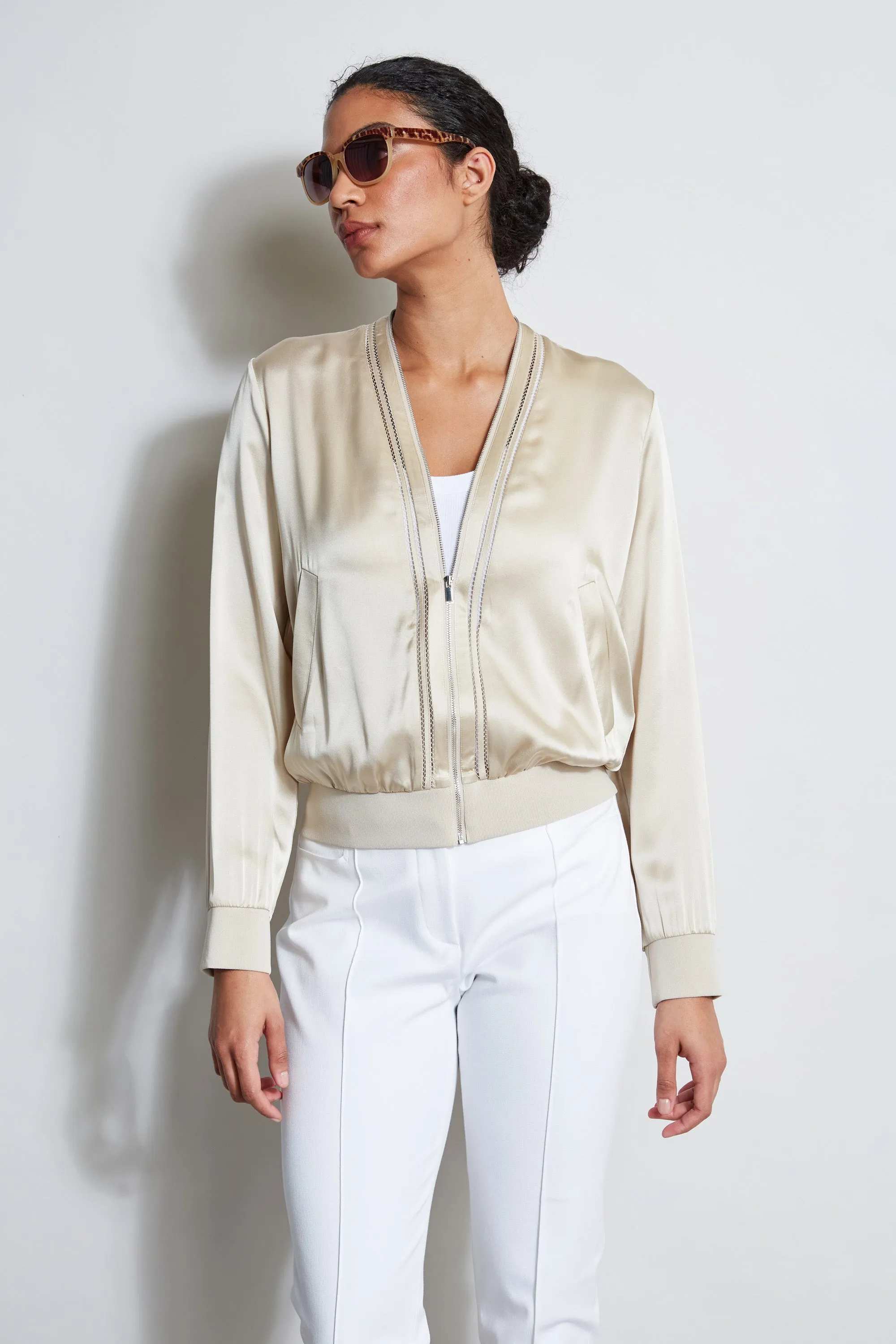 Silk Satin Bomber Jacket