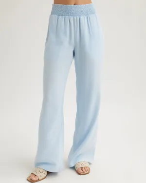 Smocked Waist Wide Leg Pant - Clear Water