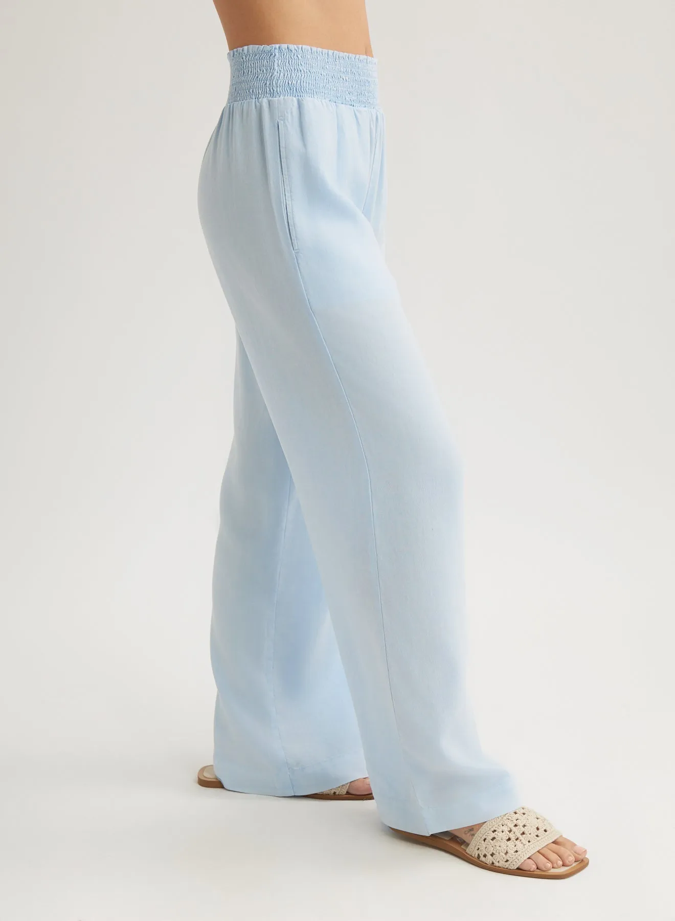 Smocked Waist Wide Leg Pant - Clear Water