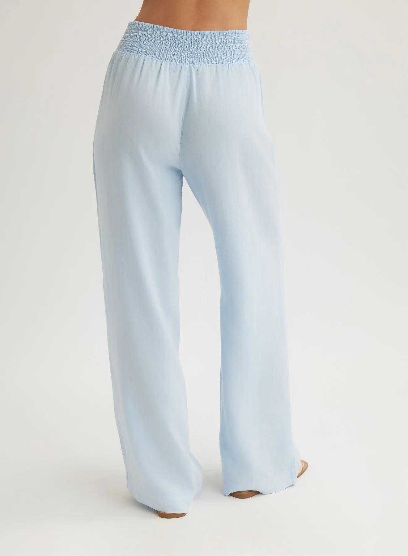 Smocked Waist Wide Leg Pant - Clear Water