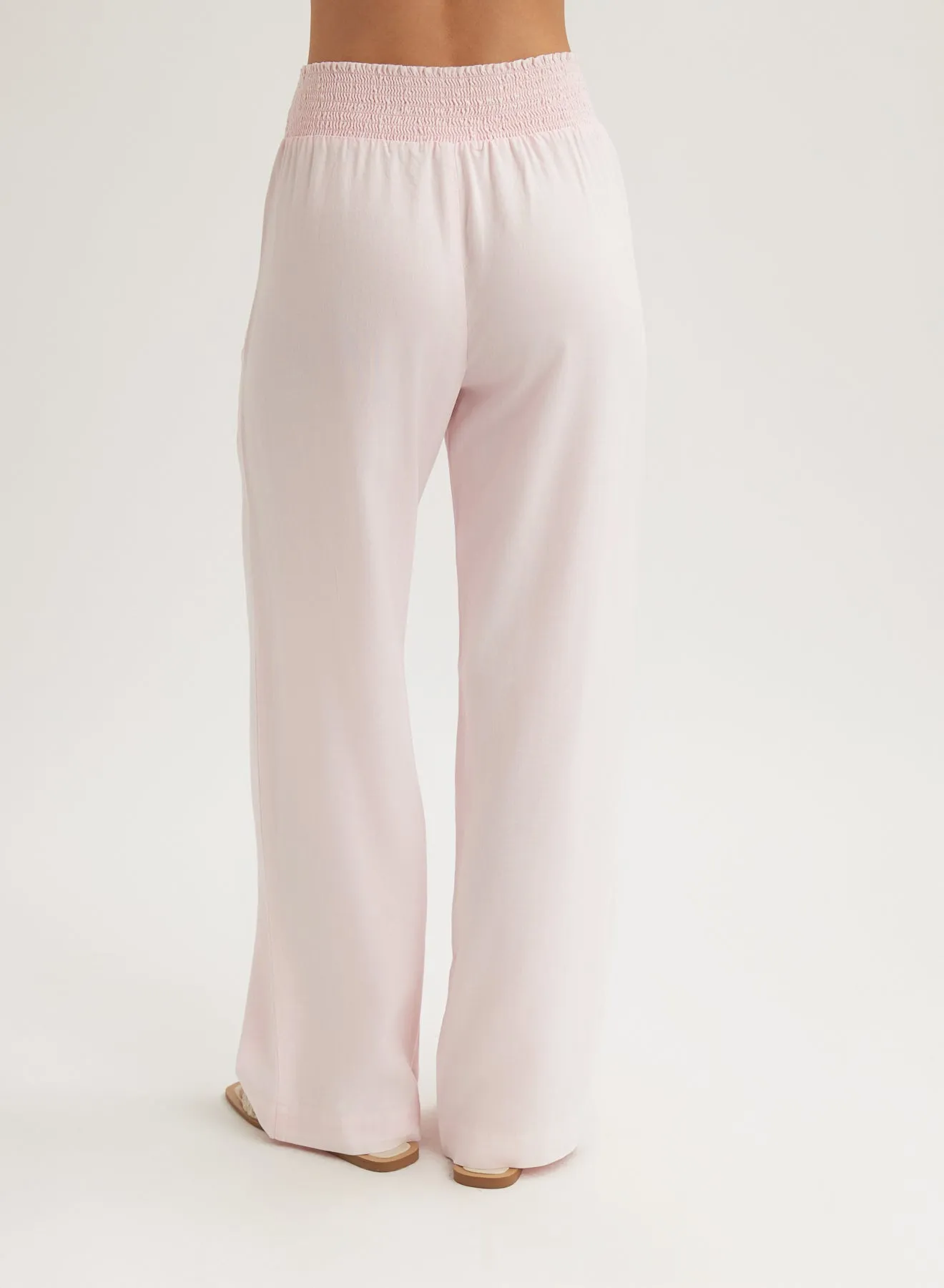 Smocked Waist Wide Leg Pant - Petal Pink