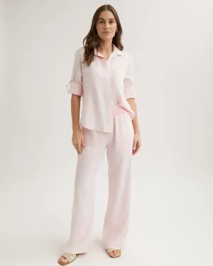 Smocked Waist Wide Leg Pant - Petal Pink