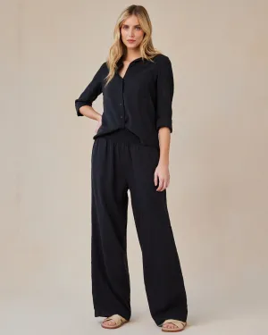 Smocked Waist Wide Leg - Vintage Black