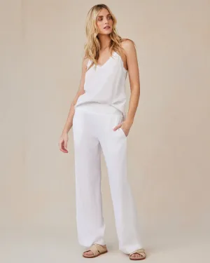 Smocked Waist Wide Leg - White