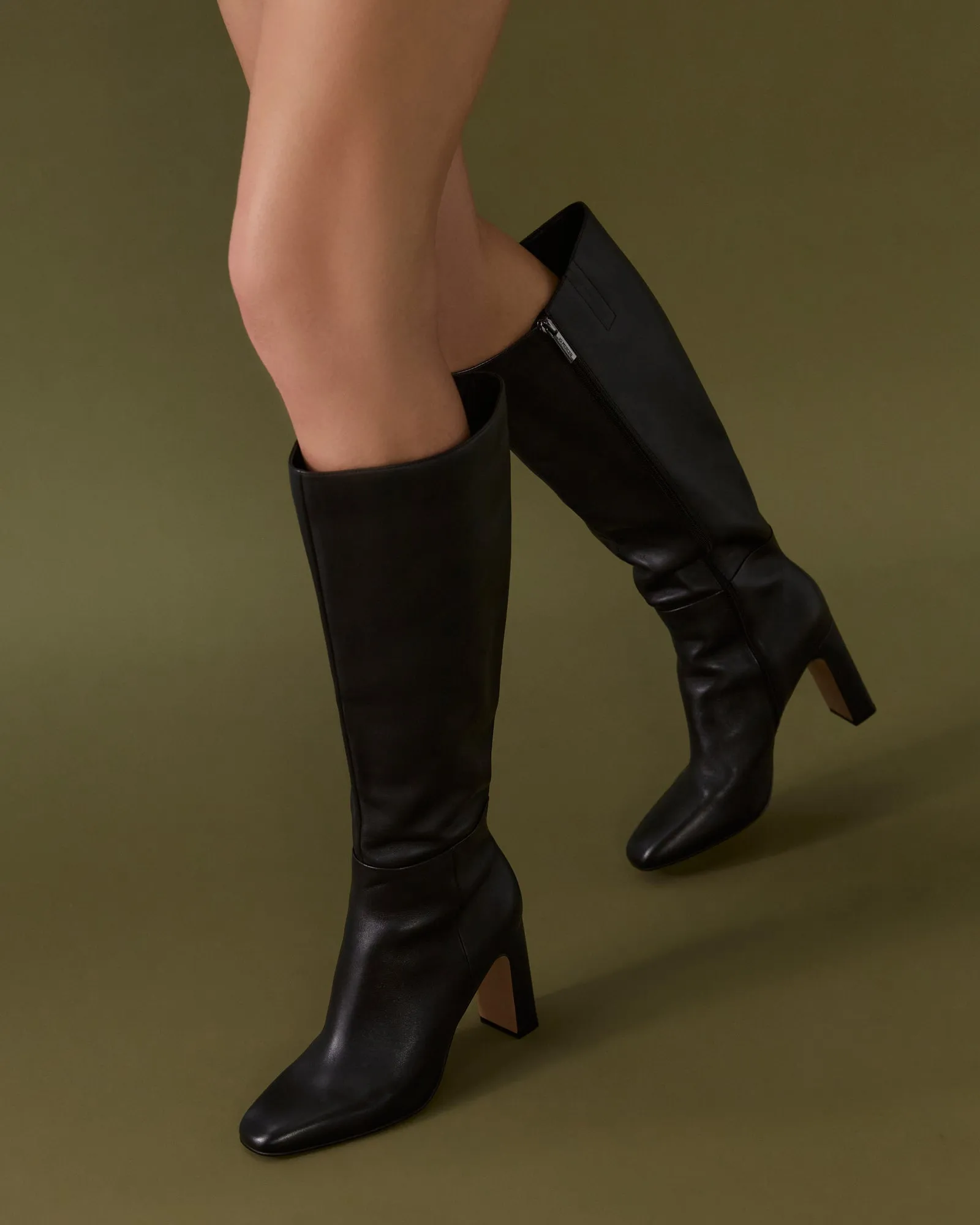 STORMI KNEE BOOTS BLACK LEATHER