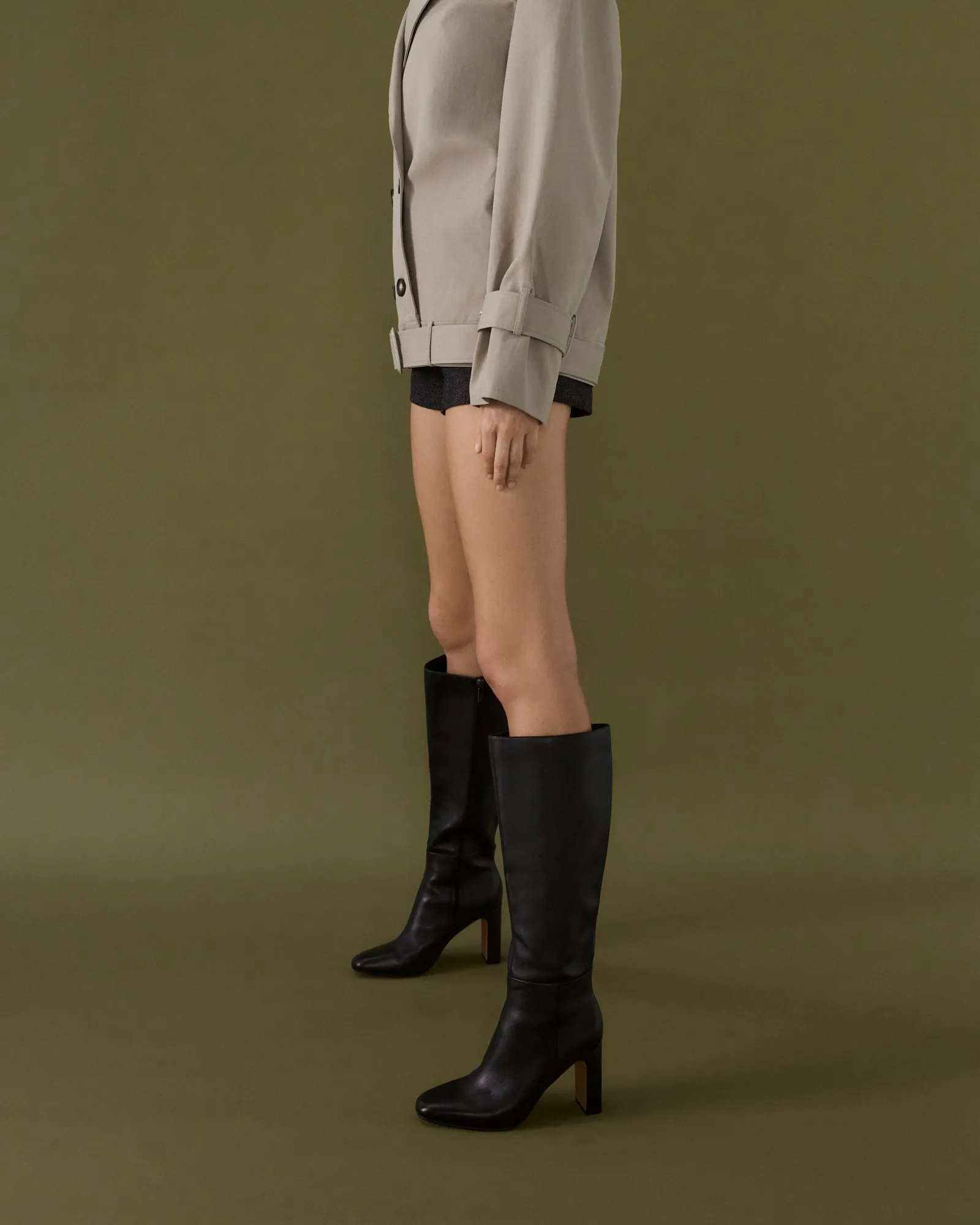 STORMI KNEE BOOTS BLACK LEATHER