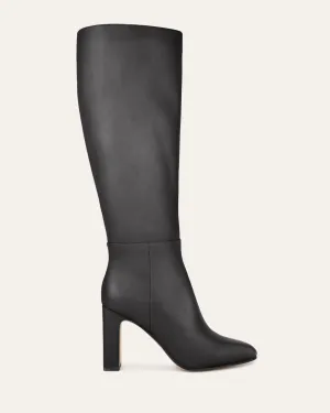 STORMI KNEE BOOTS BLACK LEATHER