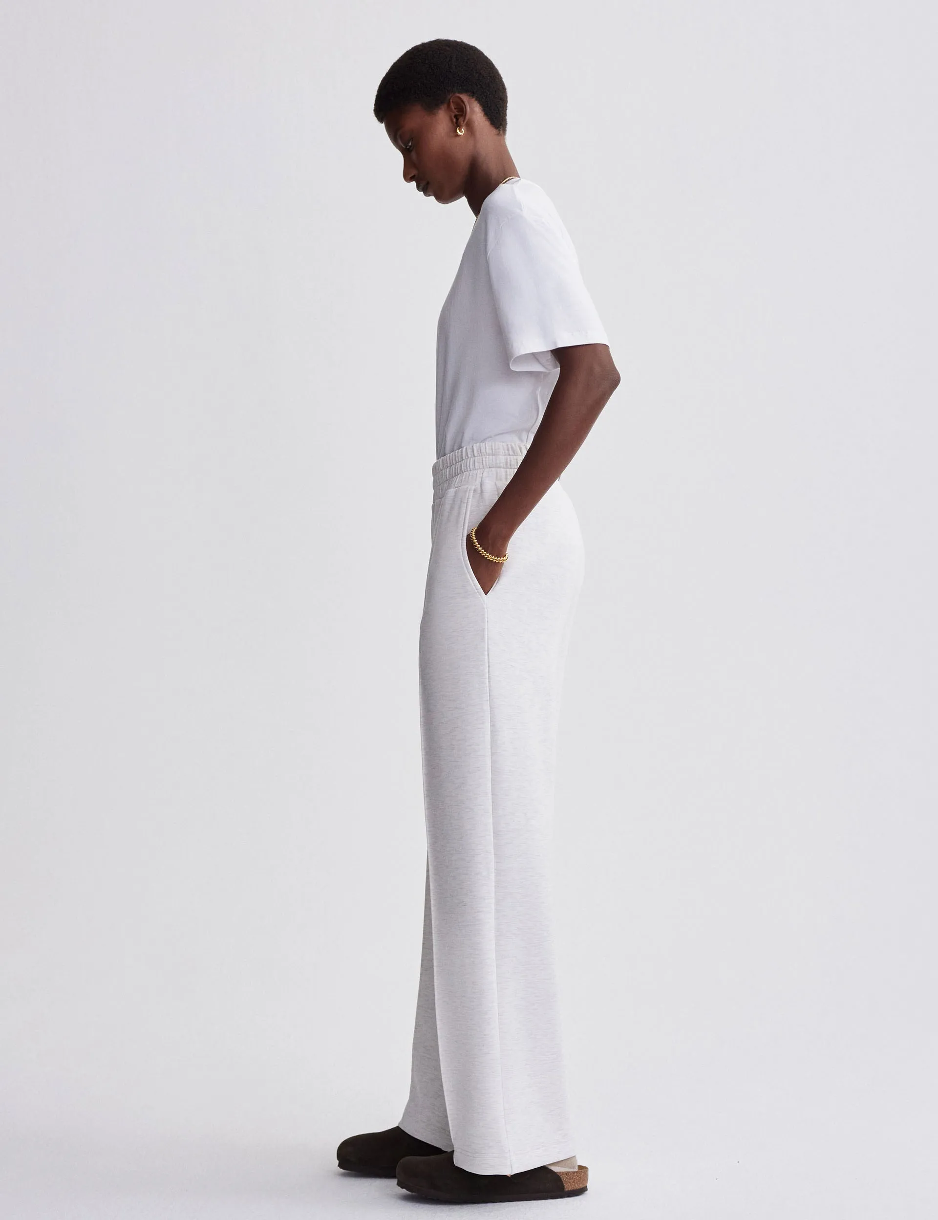 The Wide Leg Pant 30" - Ivory Marl