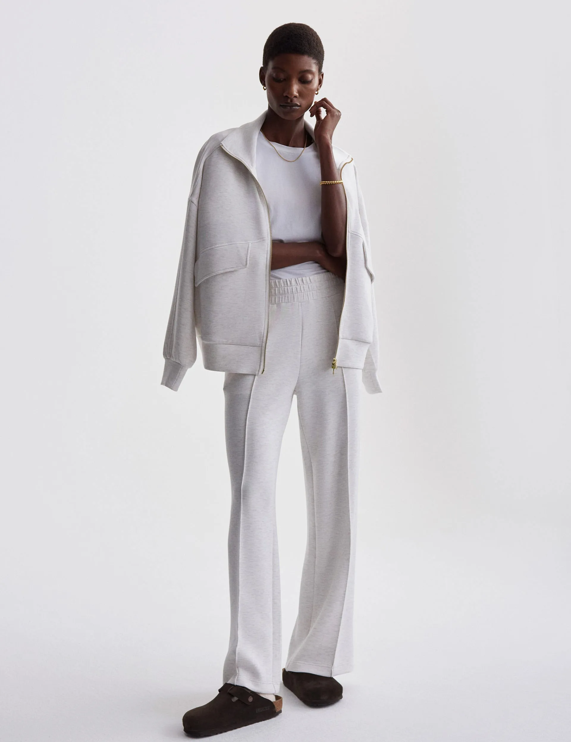 The Wide Leg Pant 30" - Ivory Marl