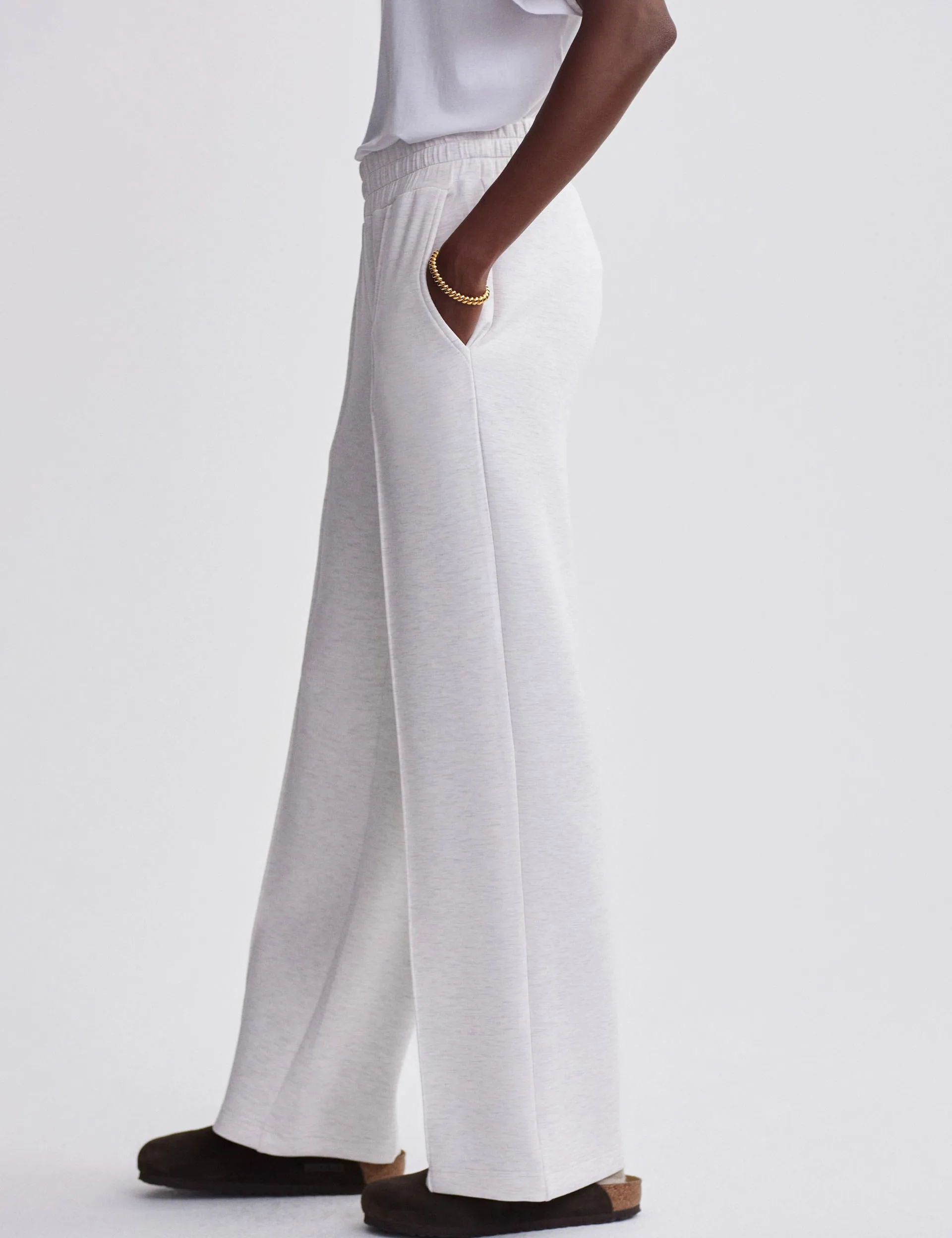 The Wide Leg Pant 30" - Ivory Marl