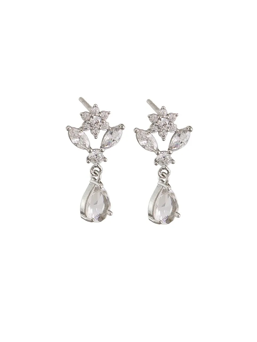 Tiger Tree Crystal Sera Earring Silver
