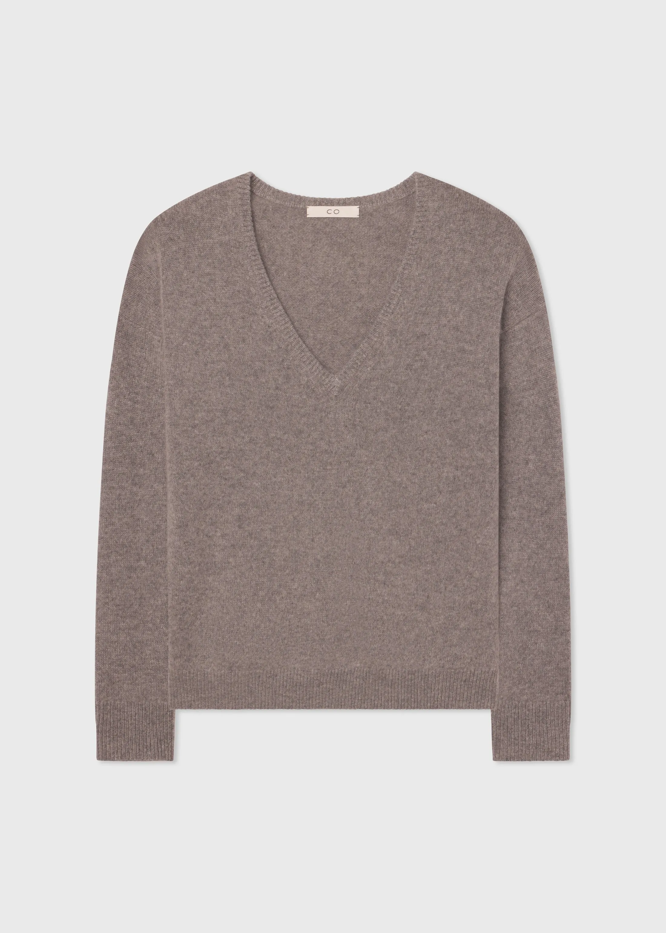 V-Neck Long Sleeve Sweater in Cashmere - Grey