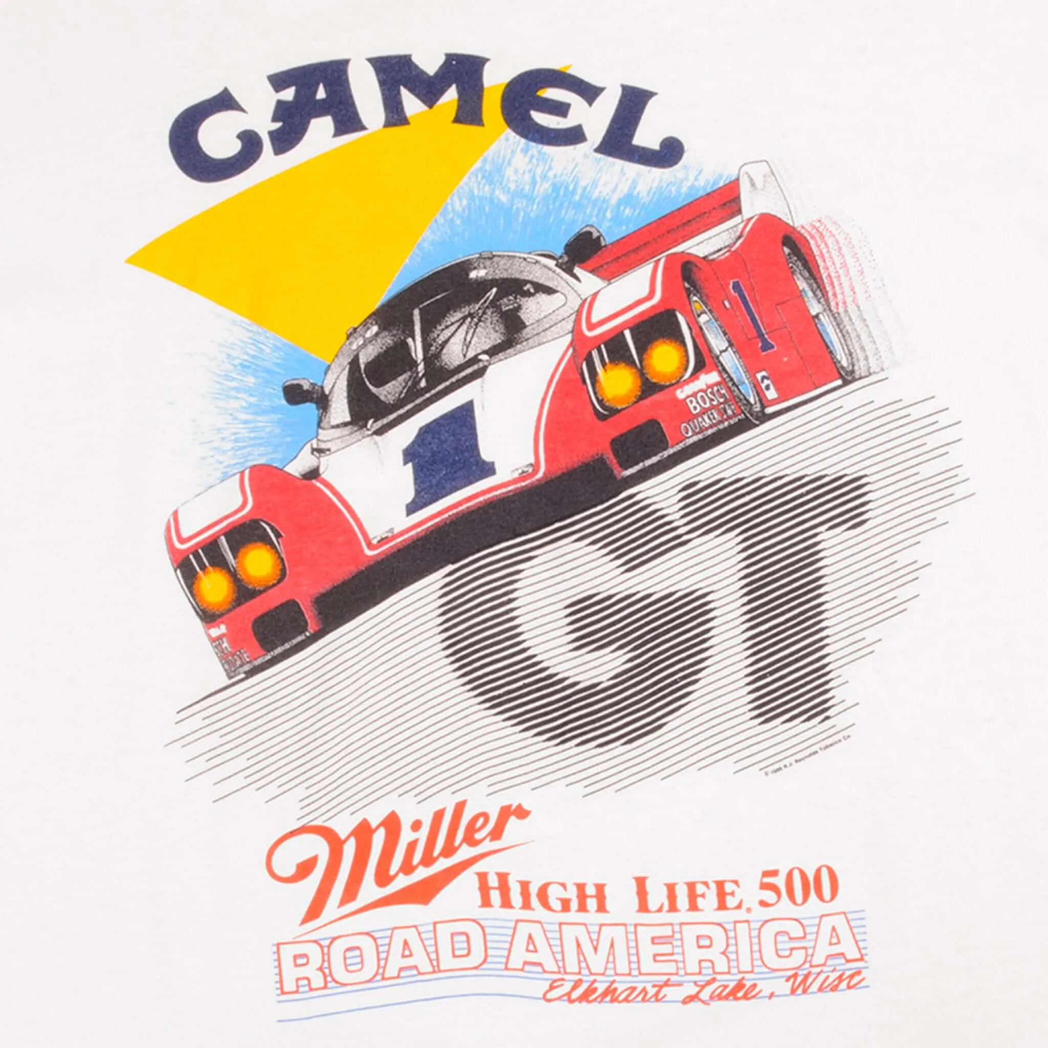 VINTAGE NASCAR CAMEL MILLER HIGH LIFE 500 GT ROAD AMERICA 1988 TEE SHIRT SIZE XL MADE IN USA