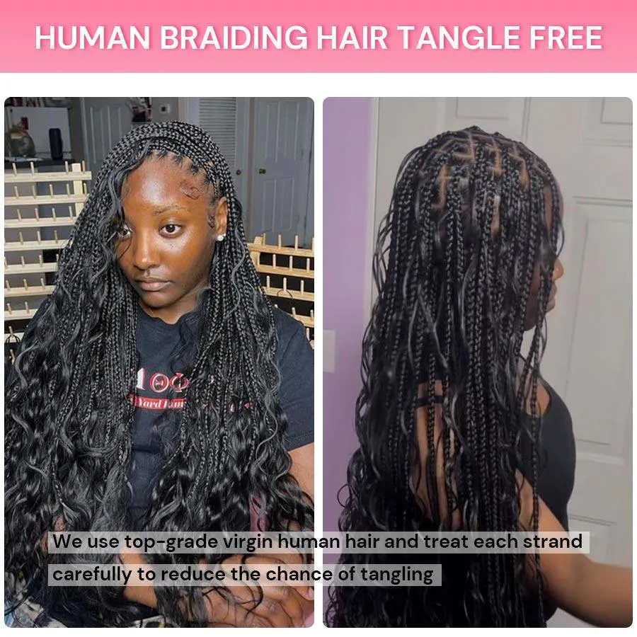 WOWANGEL Bulk Human Hair for Braiding Nature Black Loose Wave 100g