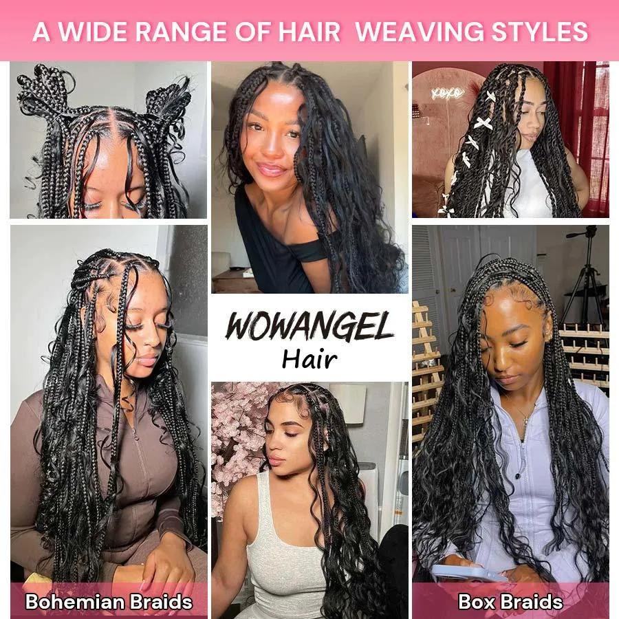 WOWANGEL Bulk Human Hair for Braiding Nature Black Loose Wave 100g
