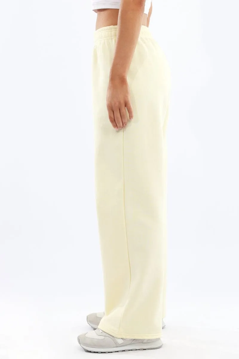 Yellow Track Pants Wide Leg